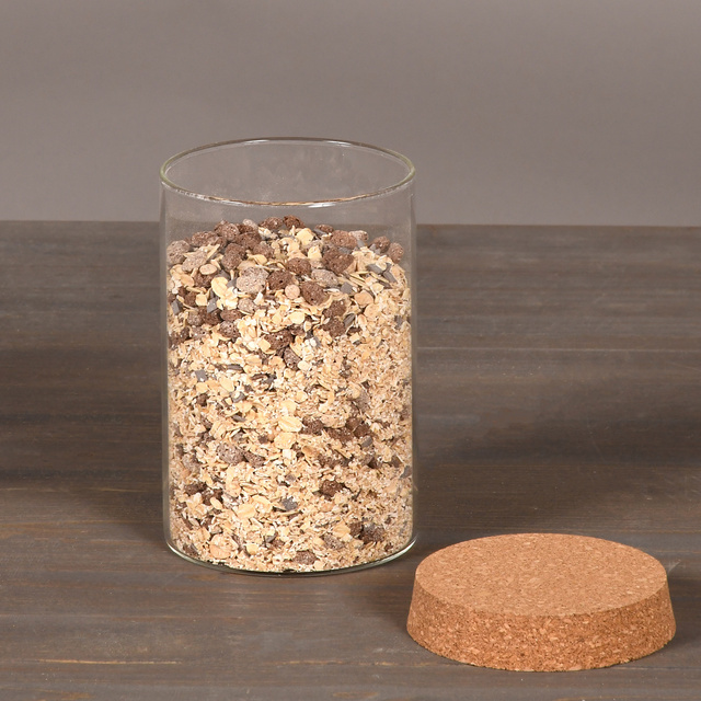 Recipient de sticlă pentru bucătărie cu capac din plută