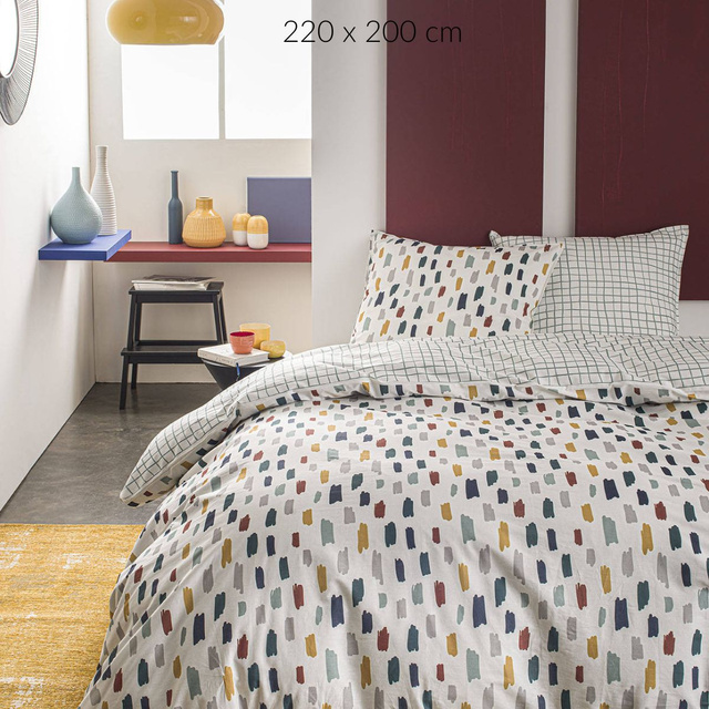 Lenjerie de pat din bumbac COLORFUL DOTS, reversibila