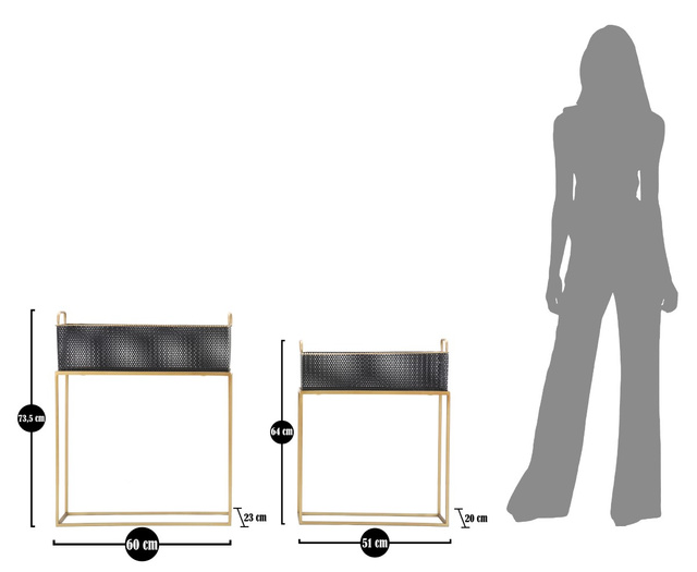 Ghivece din plasă metalică pe suport