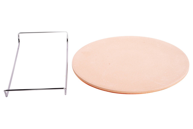 Piatră pentru coacerea pizzei, pâinii + suport metalic pentru servire