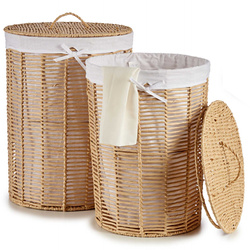 Set 2 coșuri din răchită cu capac, 76 l + 40 l