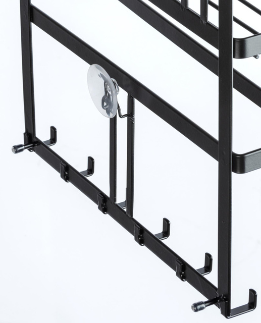 Raft multifuncțional GALA cu suport pentru prosoape de hârtie și ustensile de gatit, Negru, 30 x 33 x 9 cm, WENKO