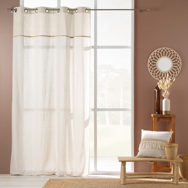 Perdea cu inele si insertie din iuta JANARA, 140 x 240 cm