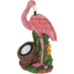 Figurină flamingo de grădină cu reflector, 24 x 24 x 10,5 cm