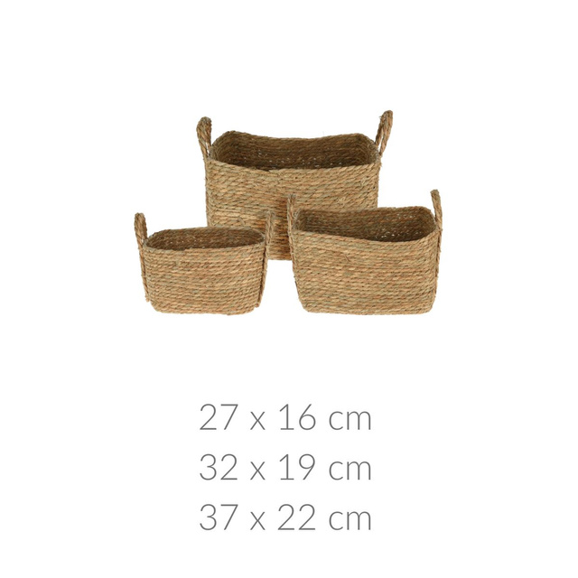 Cosuri de depozitare cu manere, impletitura, 3 bucati in diferite dimensiuni