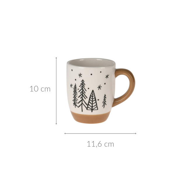 Cana de iarnă cu motiv de brăduți, 330 ml