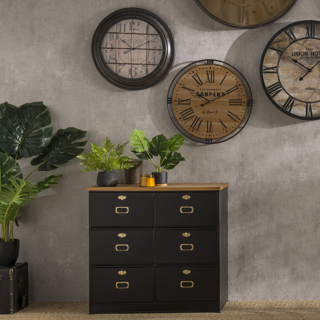 Ceas rotund de perete COLONIAL, din lemn, Ø 58 cm