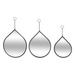 Set oglinzi metalice în formă de picătură LENY, 3 buc.