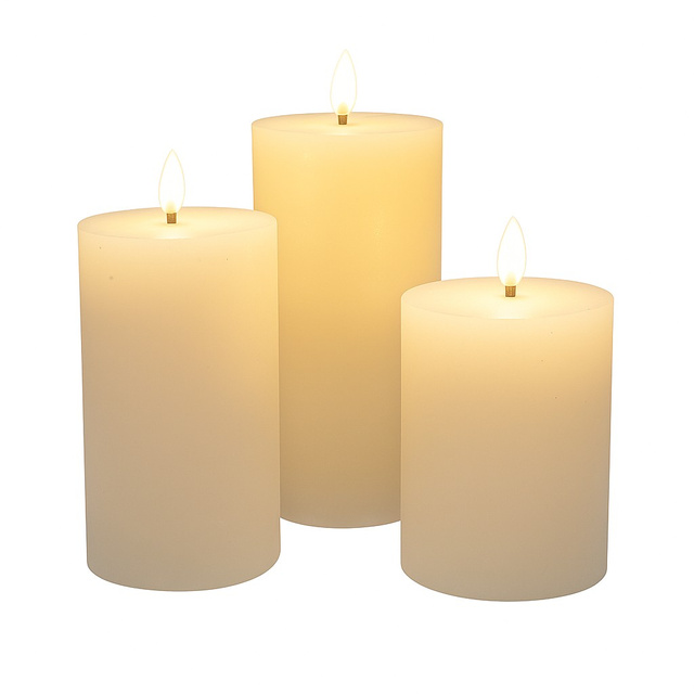 Lumânări decorative LED Ø 7,5 cm, 3 buc.