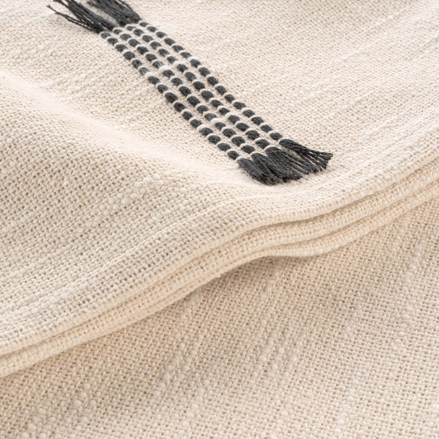 Cuvertura de pat din bumbac JULINE cu franjuri, 125 x 150 cm