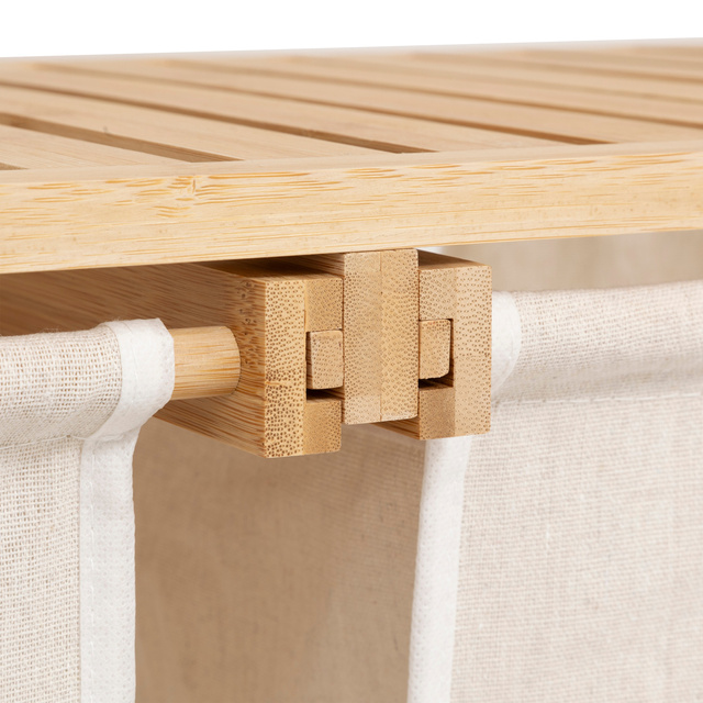 Raft din bambus cu coș pentru rufe TIDY BOX, 72 x 33 x 109 cm