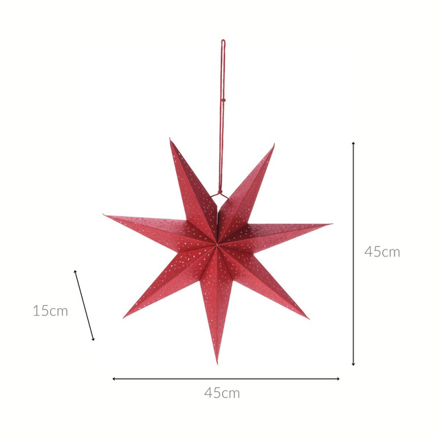 Decorațiune pentru fereastră, stea din hârtie, 45 cm