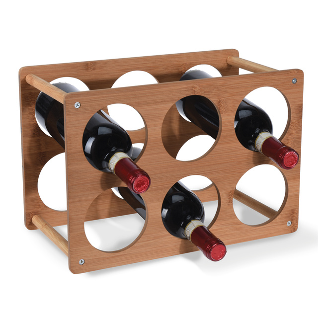 Raft pentru vin, 6 sticle, bambus