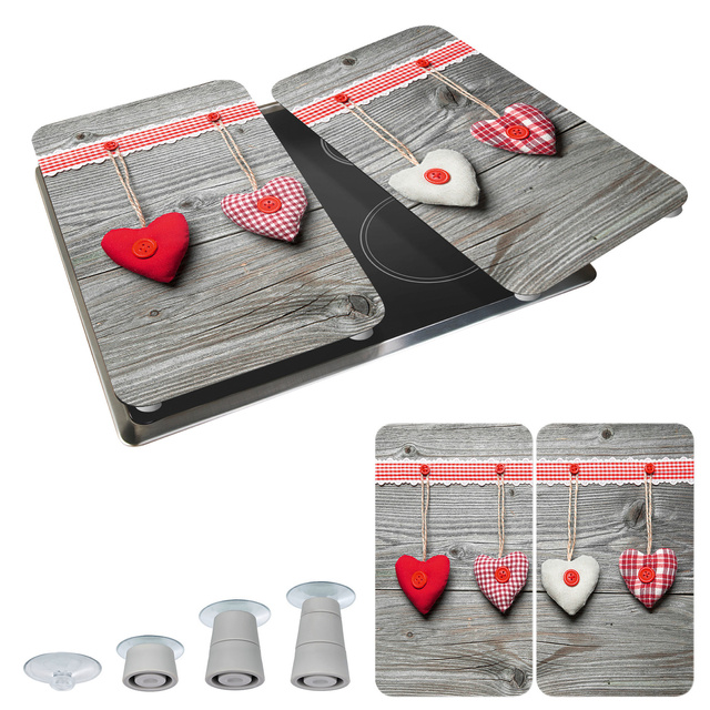 Plăci de protecție din sticlă HEARTS pentru aragaz - 2 bucăți, WENKO, hearts