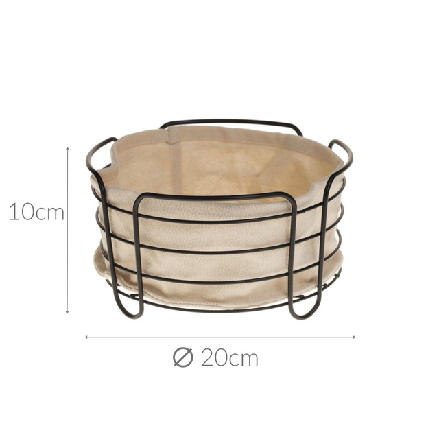 Coș de pâine cu incrustație din bumbac, Ø 20 cm