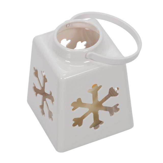 Lanterna de Crăciun cu lumânare LED, 14 cm, albă