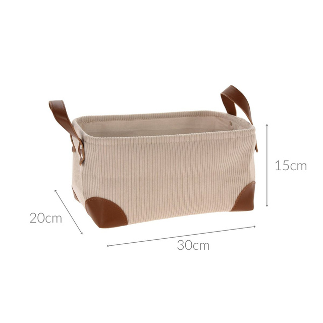 Cos pentru depozitare cu manere, catifea, 30 x 20 x 15 cm