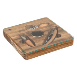 Set de vin în cutie de lemn JULES, 4 elemente