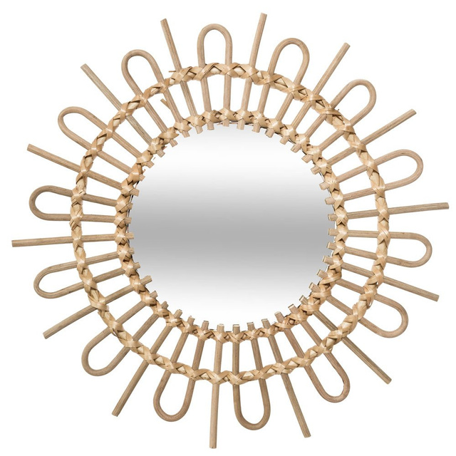 Oglinda decorativa din rachita SOLEIL, Ø 50 cm