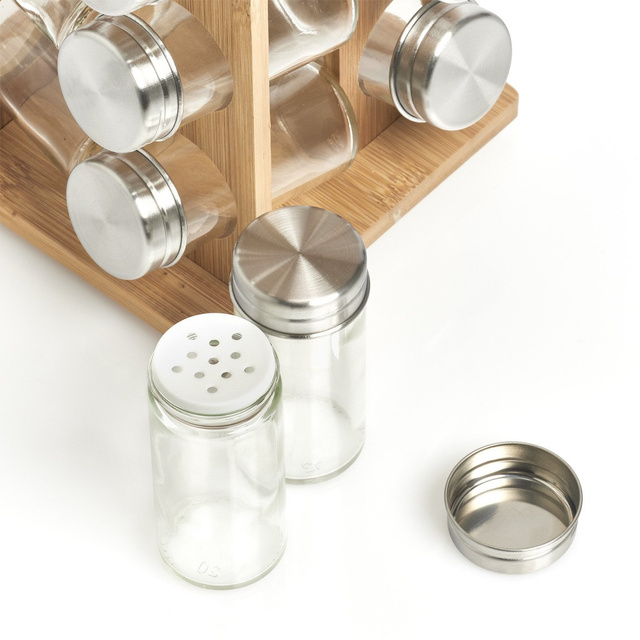 Raft rotativ pentru condimente + 16 recipiente, 30 cm, bambus, ZELLER