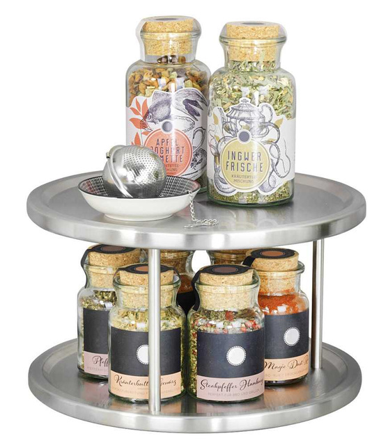 Placă rotativă, organizator pentru condimente - 2 niveluri, WENKO, argintiu
