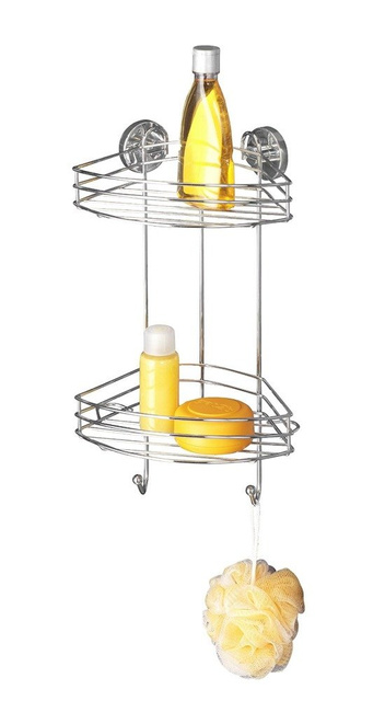 Raft colțar pentru baie, Vacuum-Loc, 2 niveluri - oțel cromat, WENKO