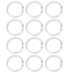 Inele pentru perdele de duș LARGE, 12 bucăți, Alb, Wenko