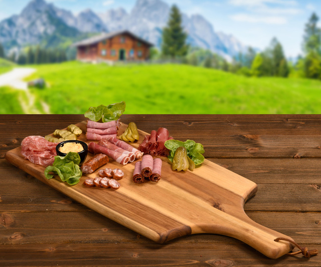 Tăviță de servire și tăiere, lemn de acacia