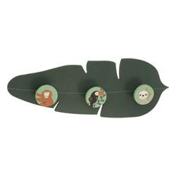 Cuier pentru camera copiilor Jungle, 3 carlige colorate, forma frunze, 40 cm