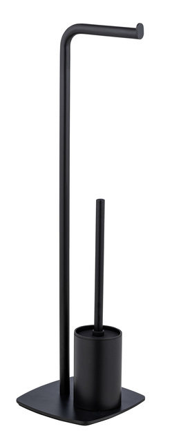 Perie toaleta cu suport hartie igienica, negru, IRIA, WENKO