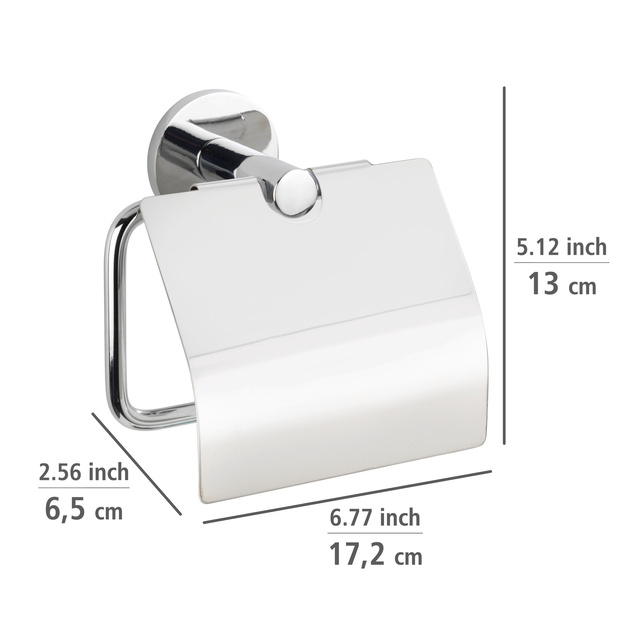 Suport pentru rola de toaletă cu capac ISERA, instalare fără găurire UV-Loc, WENKO