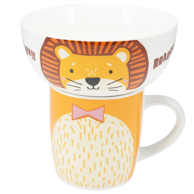 Set cadou pentru copii: bol și cană din porțelan, 600 ml + 360 ml