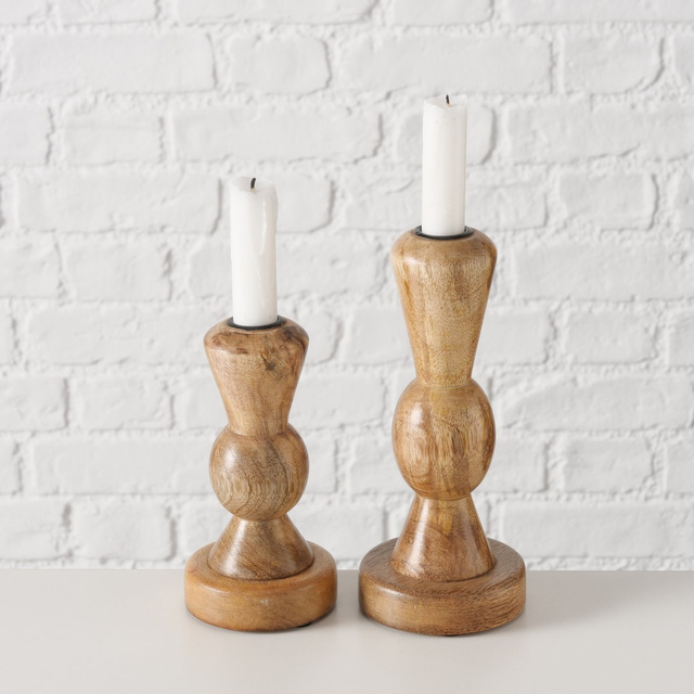 Sfeșnic din lemn, KESSA, 16 - 20,5 cm, 2 buc