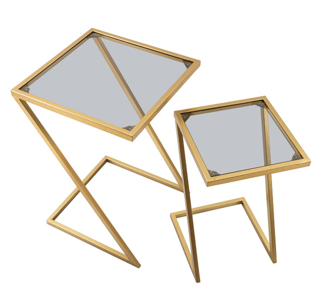 Set de mese laterale cu blat din sticlă