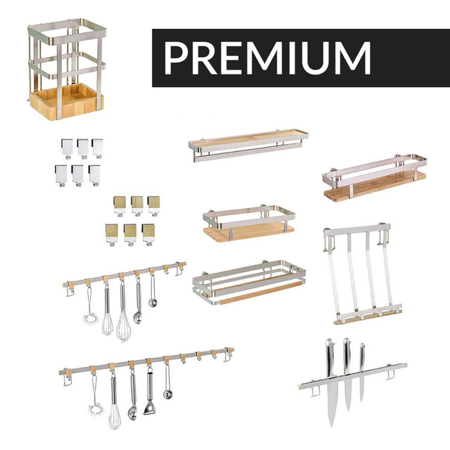 Raft de bucătărie pentru condimente cu suport Bamboo Premium, WENKO