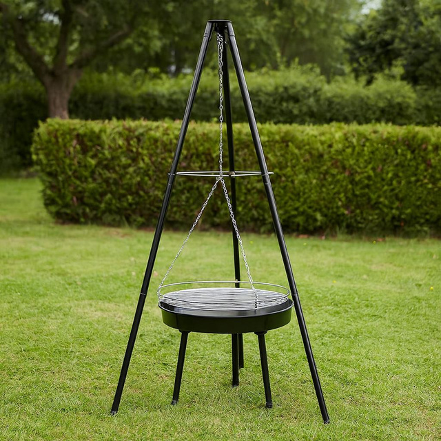 Grătar de grădină cu trei picioare IGNIS, cu focar și grătar, 151 cm