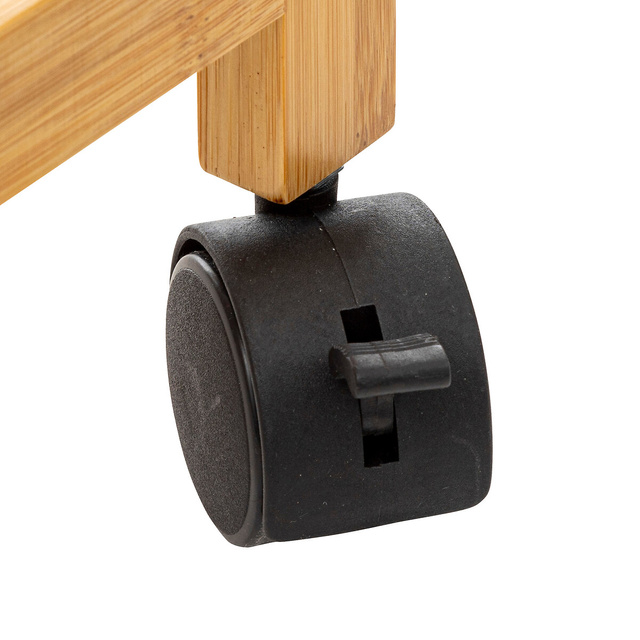 Cos de rufe ingust pe roti, sac textil si cadru din bambus, 55 x 28 x 80 cm