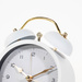 Ceas de masa cu alarma si limbii aurii, alb, 10 x 5,5 x 13,5 cm