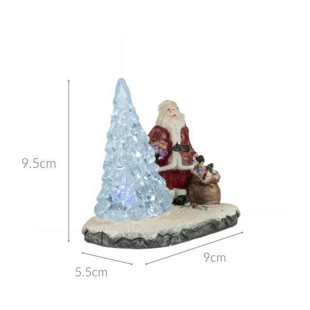 Figurina LED, Moș Crăciun cu brad