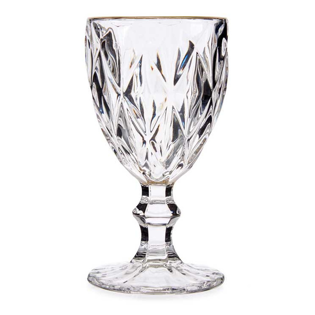 Set 6 pahare pentru apă cu margine aurie, 254 ml