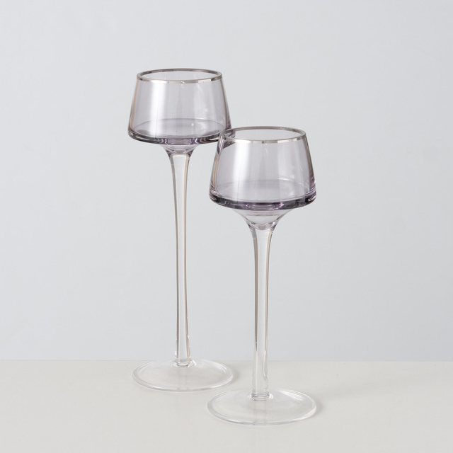 Suporturi de lumanari din sticla SMOLA, 2 buc 20-23 cm