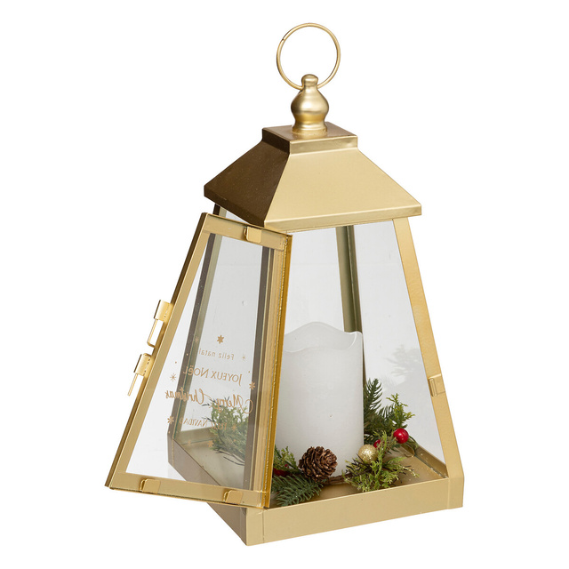 Felinar metalic cu lumanare LED, 32 x 17 cm