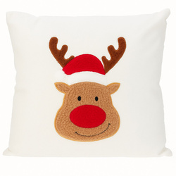 Pernă decorativă, model de sărbătoare, albă 44 x 44 cm, brad.