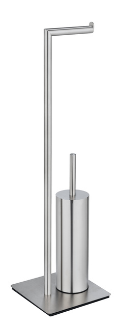 Perie WC cu suport hartie igienica RECCO, 2 în 1, Argintiu, 71,5x20 cm, WENKO