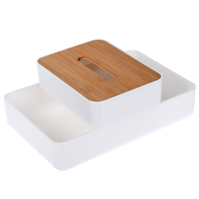 Organizator cosmetic cu capac din bambus, 26 x 17 cm