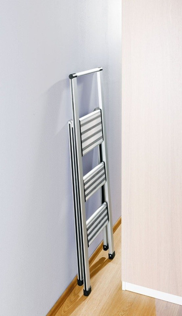 Scară din aluminiu, cu 3 trepte, WENKO, gri