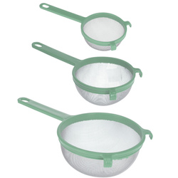 Un set de strecurătoare metalice în trei dimensiuni, mâner din plastic