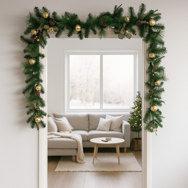 Ghirlanda de Craciun cu globuri, 200 cm