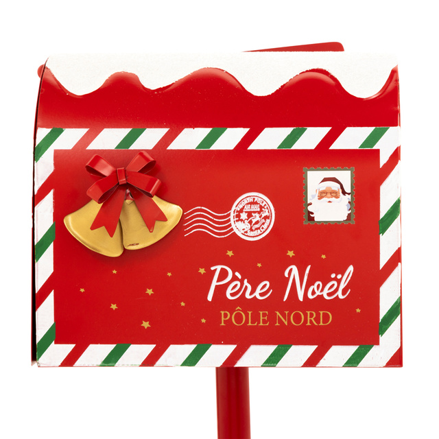 Cutie metalică pentru scrisori către Moș Crăciun, pe stâlp, 32 cm