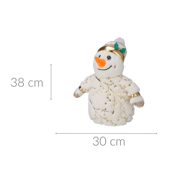 Figurina de pluș de Crăciun, om de zăpadă, 38 cm